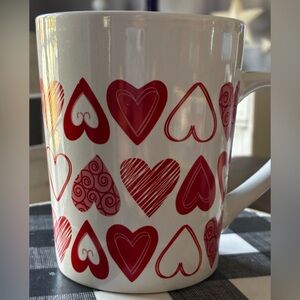 Heart Patterned Red and White Mug